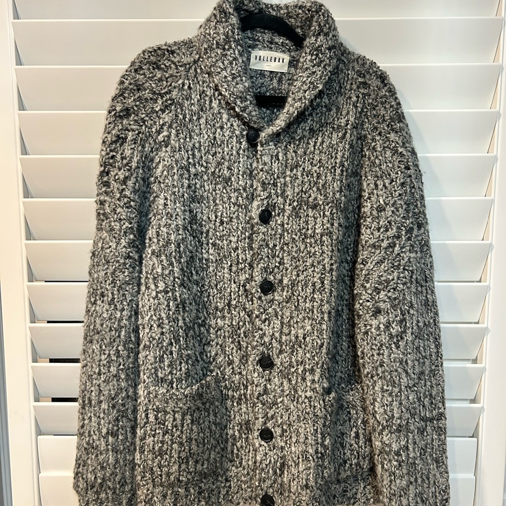 Vollebak Large Charcoal Knit Men's Cardigan